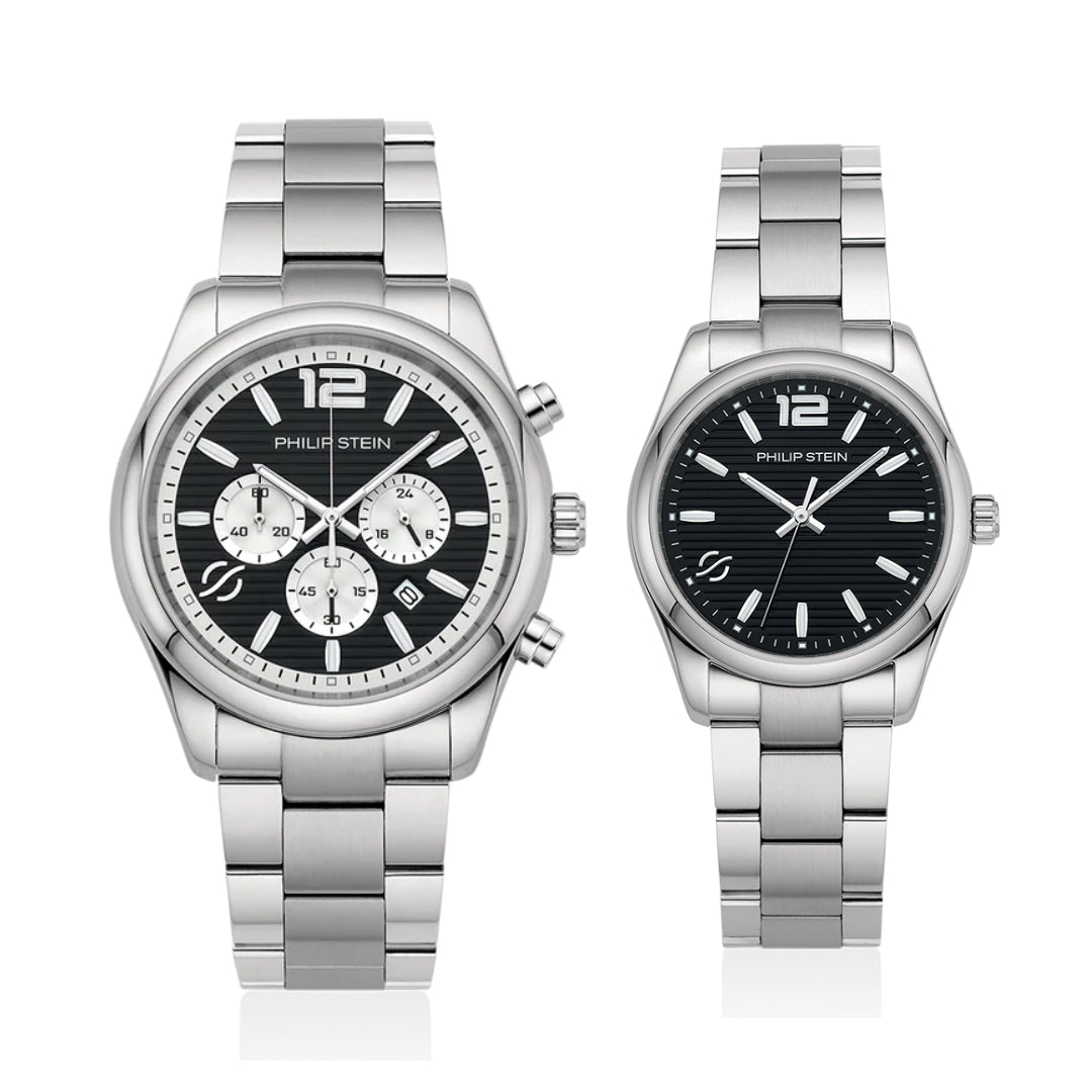 Philip Stein Couple Watch 47C-CRBWP-SS & 46-BKP-SS