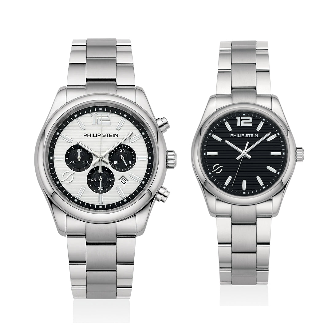 Philip Stein Couple Watch 47C-CRSBKP-SS & 46-BKP-SS