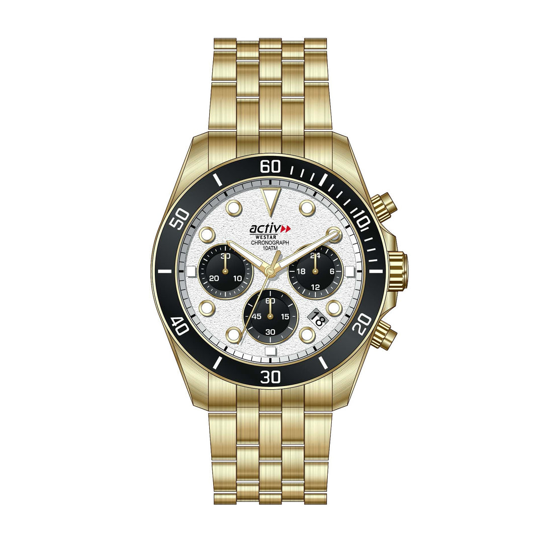 Westar Activ Gents 42.5 mm White Dial Quartz Watch - 90284GPN301