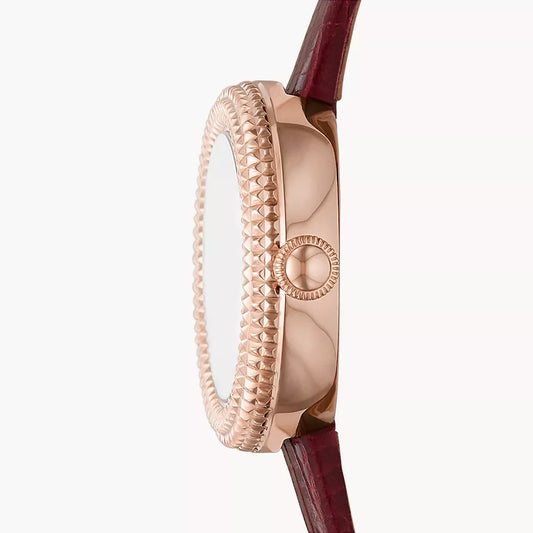 Emporio Armani Two-Hand Burgundy Leather Watch