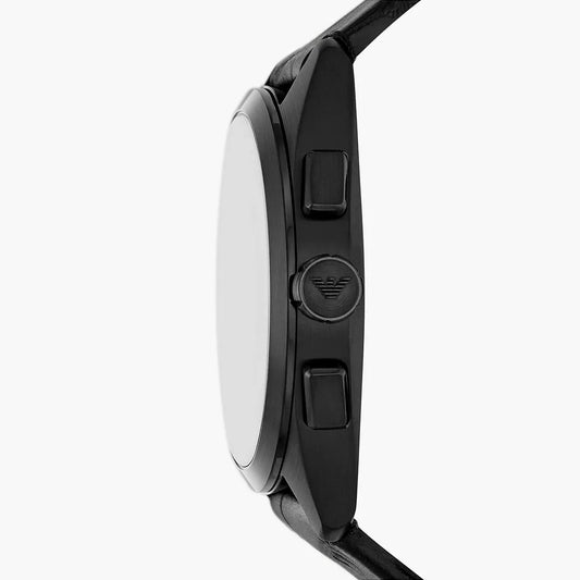 Emporio Armani Chronograph Black Leather Watch