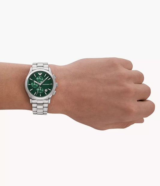 Emporio Armani Men's Green Dial Chronograph Stainless Steel Watch