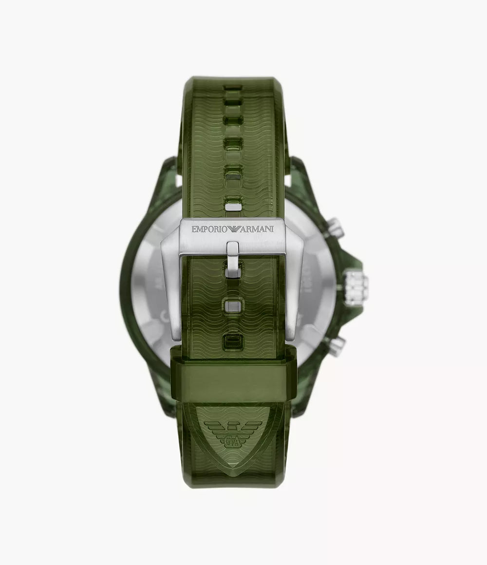 Emporio Armani Men's Green Dial Chronograph Olive Polyurethane Watch