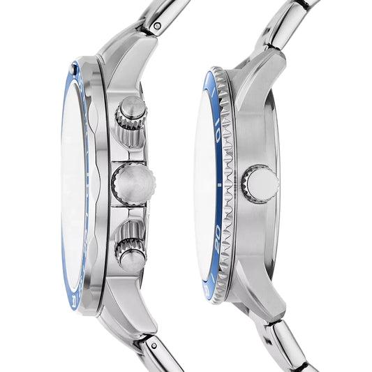 طقم ساعات فوسيل بانون ستانلس ستيل للأزواج - BQ2828SET