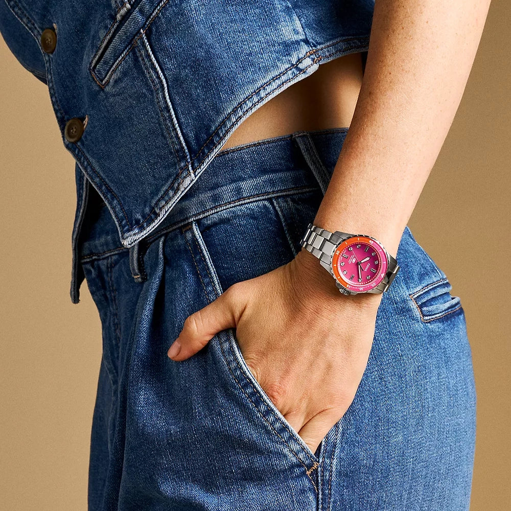 Fossil blue stainless steel watch women's discount