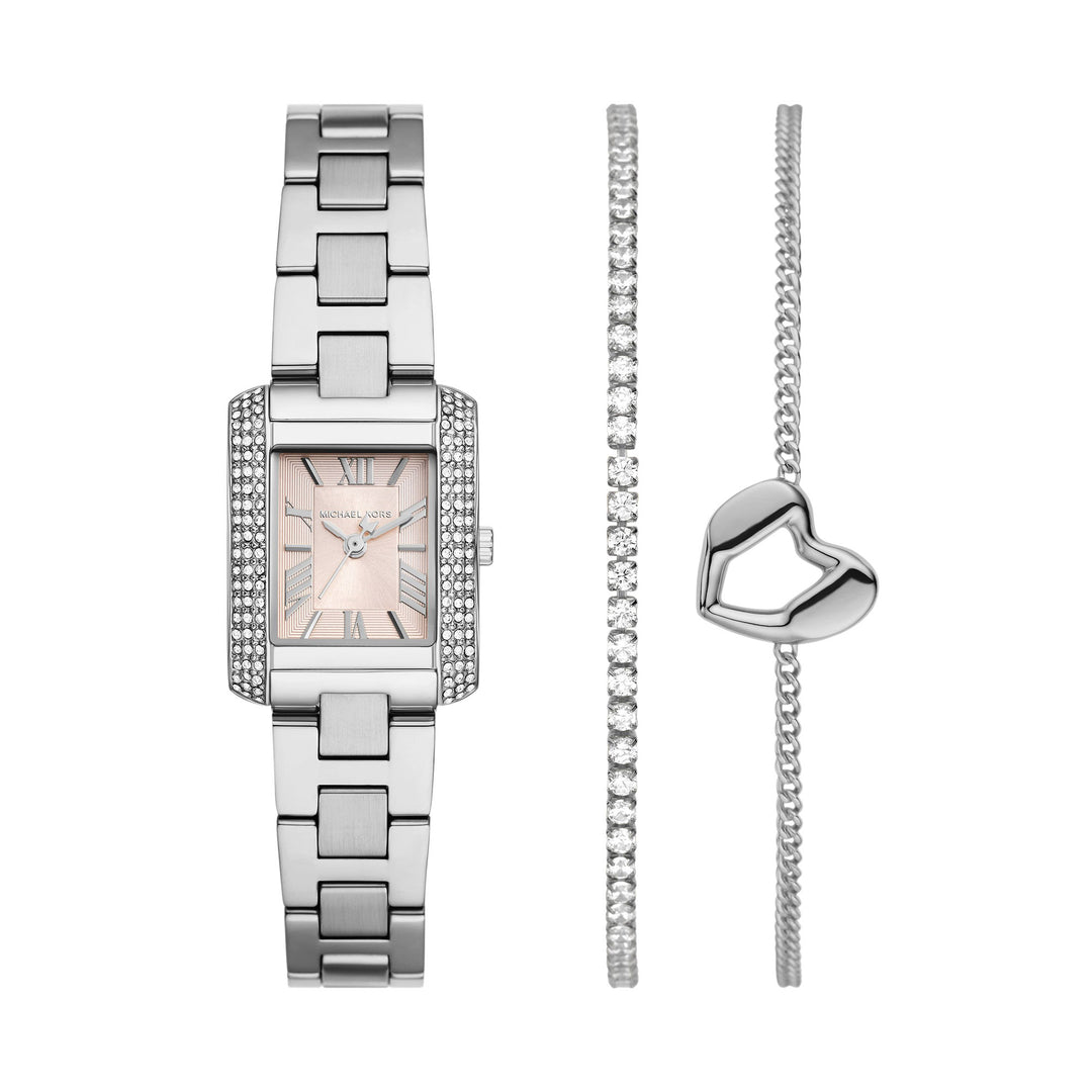 Michael Kors Emery Three-Hand Stainless Steel Watch and Bracelets Gift Set