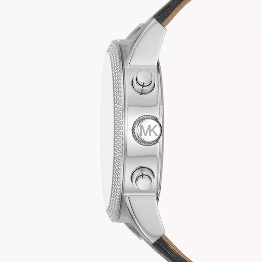 Michael Kors Hutton Chronograph Black Leather Men's Watch