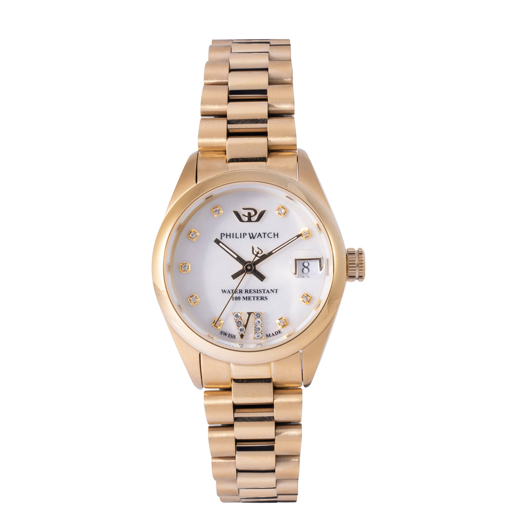 Philip Watch CARIBE 31MM 3H MOP DIAL W/DIAM BR YG