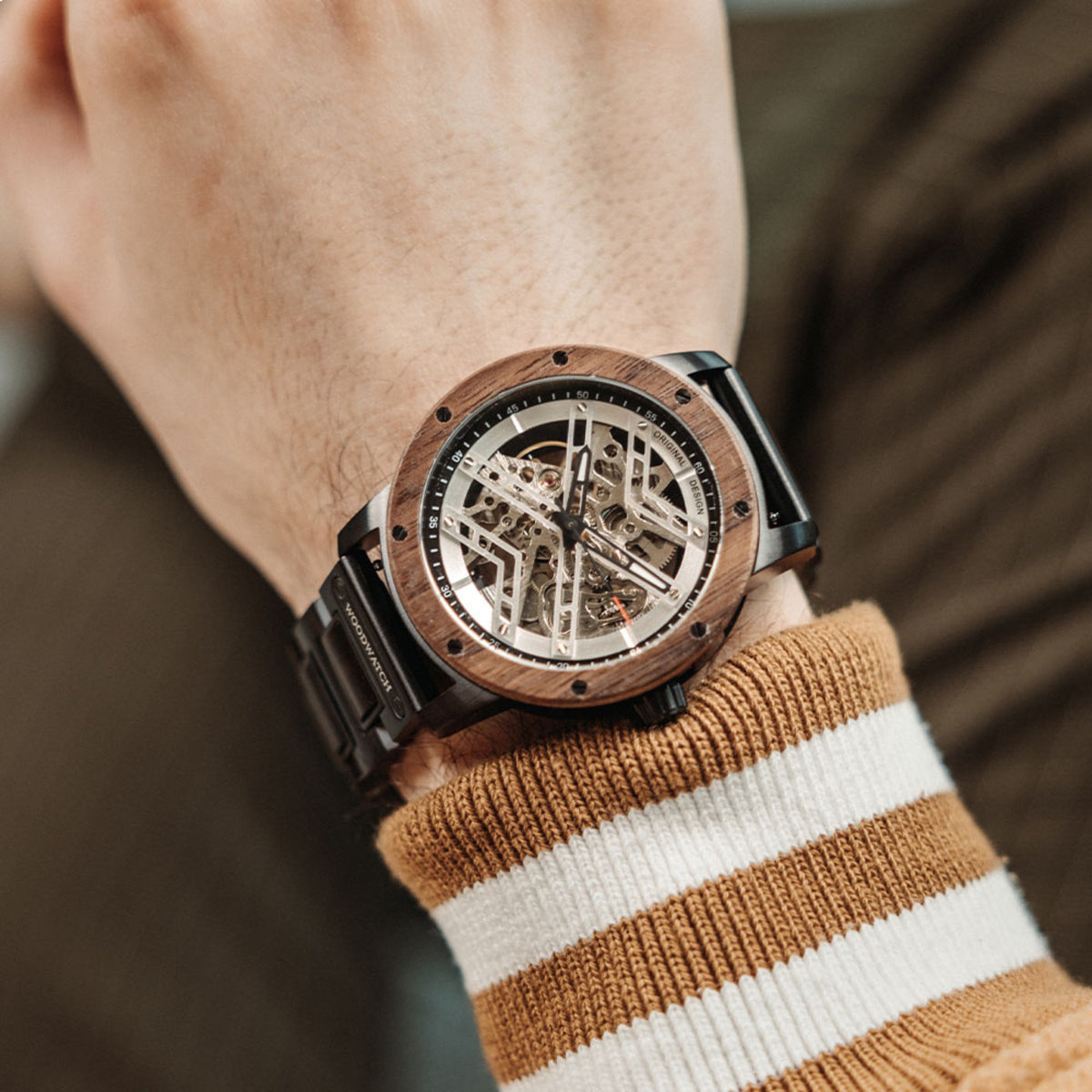 Woodwatch Men's Heroic Steel Reel Automatic Watch