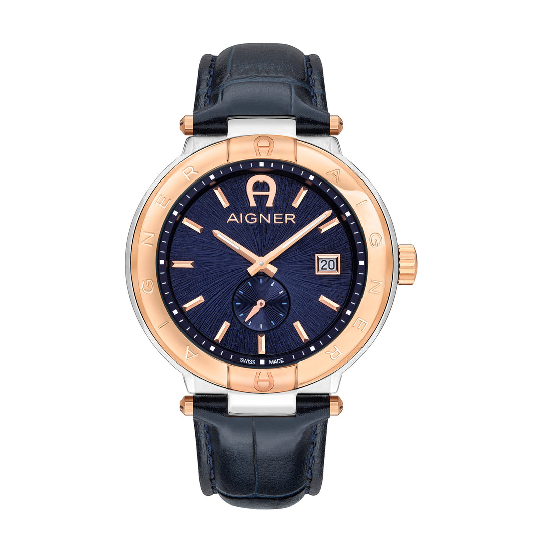 Aigner Men's Stainless Steel Case Leather Blue Dial Watch