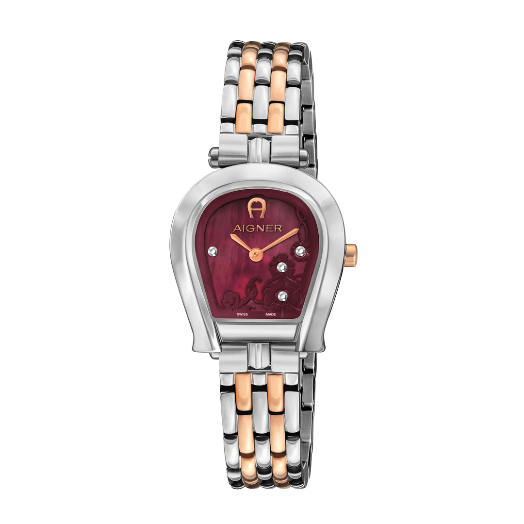 Aigner Women's Stainless Steel Case Bracelet Burgundy Mother of Pearl Dial Watch