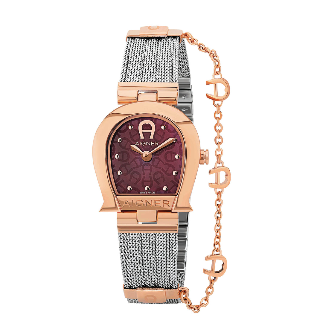 Aigner Women's Stainless Steel Case Bracelet Burgundy Mother of Pearl Dial Watch