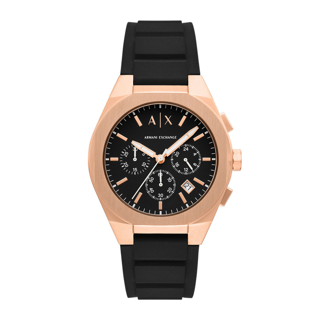 Armani Exchange Men's Sync Chronograph Black Silicone Watch