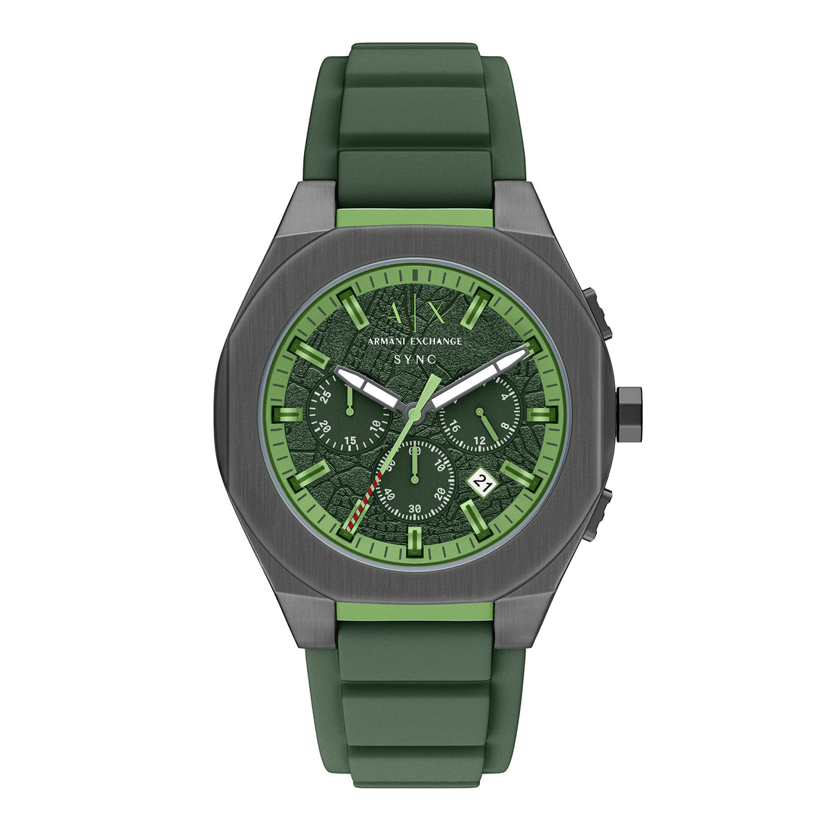 Armani Exchange Men's Sync Chronograph Green Silicone Watch