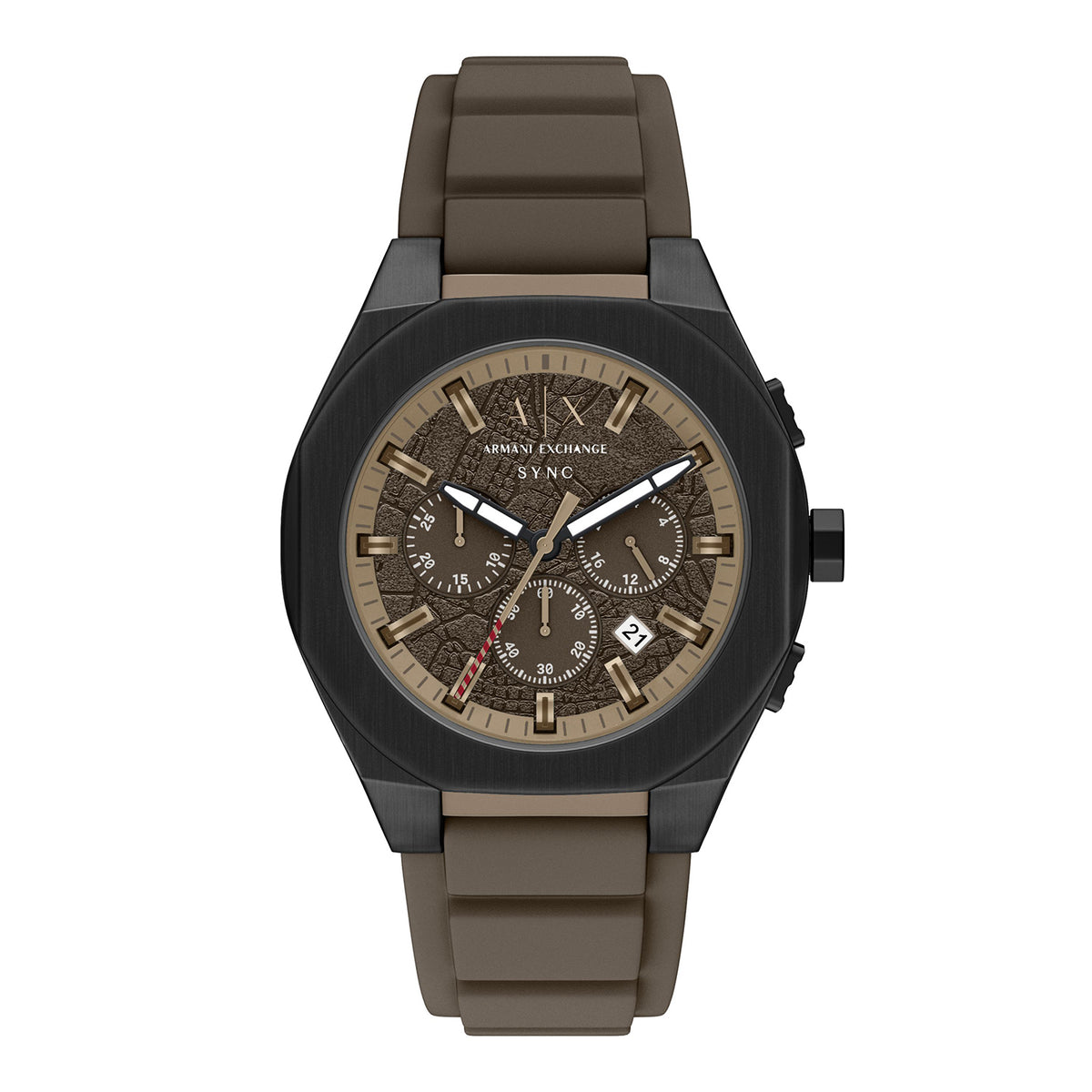 Armani Exchange Men's Sync Chronograph Brown Silicone Watch
