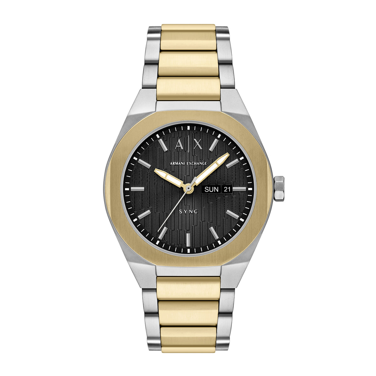 Armani Exchange Men's Sync Three-Hand Day-Date Two-Tone Stainless Steel Watch