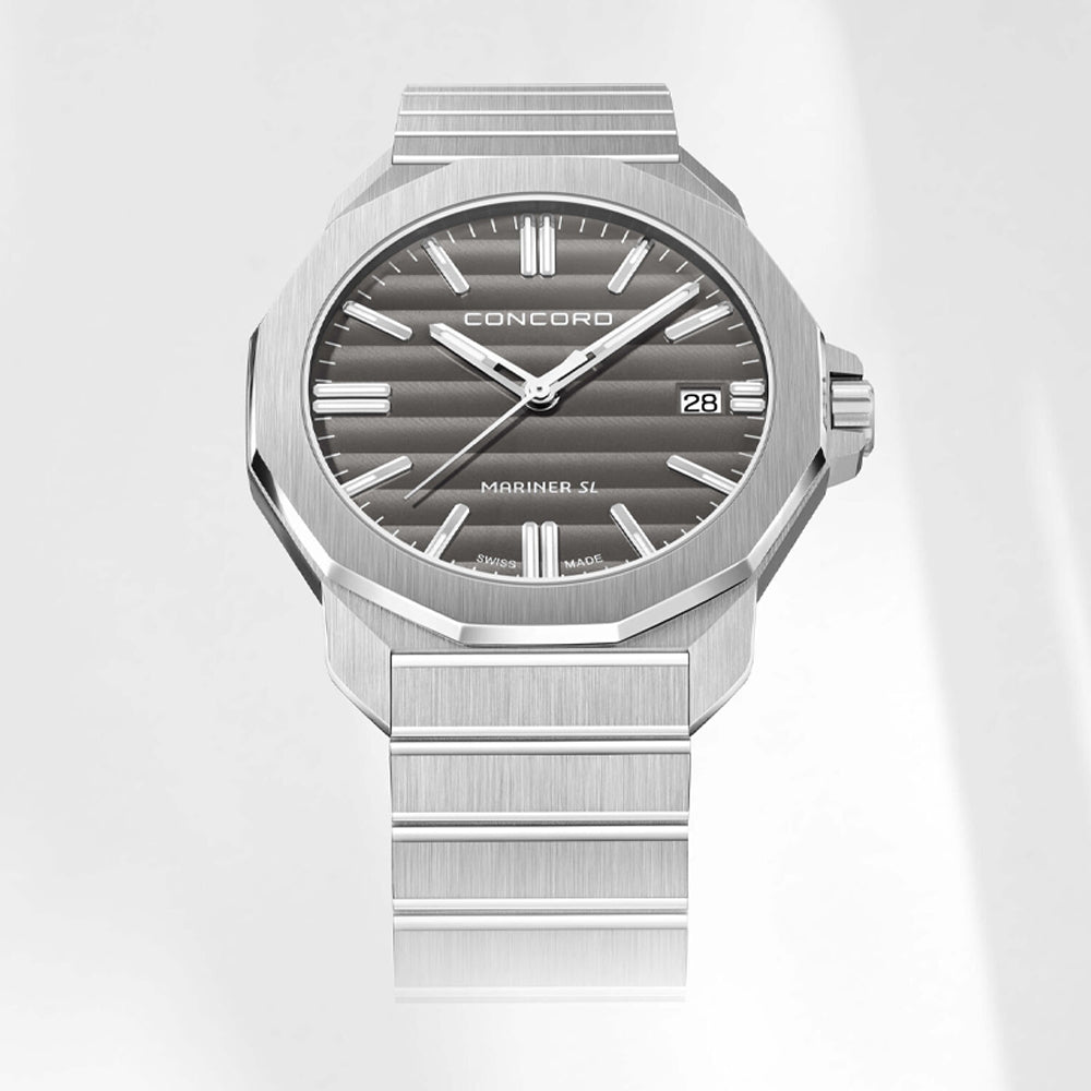 Concord Men's Silver Tone Case Grey Dial Quartz Watch