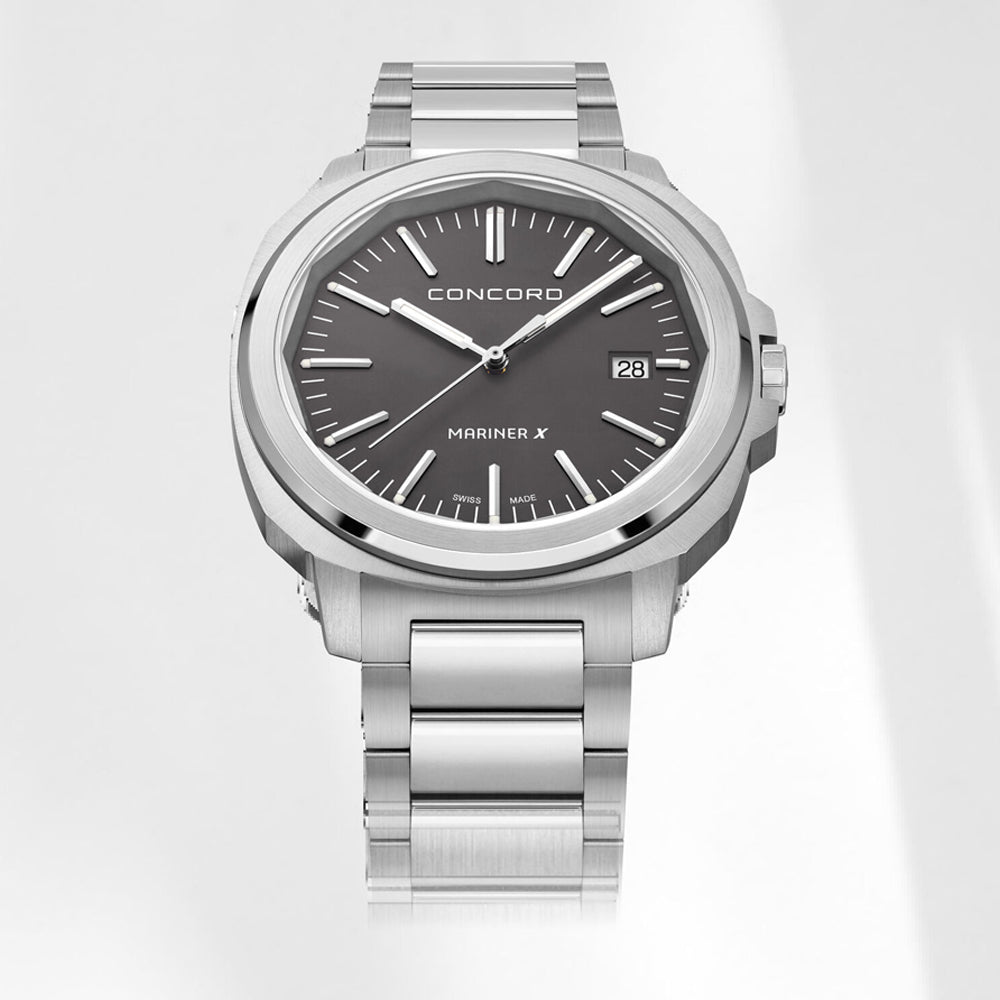 Concord Men's Silver Tone Case Grey Dial Quartz Watch