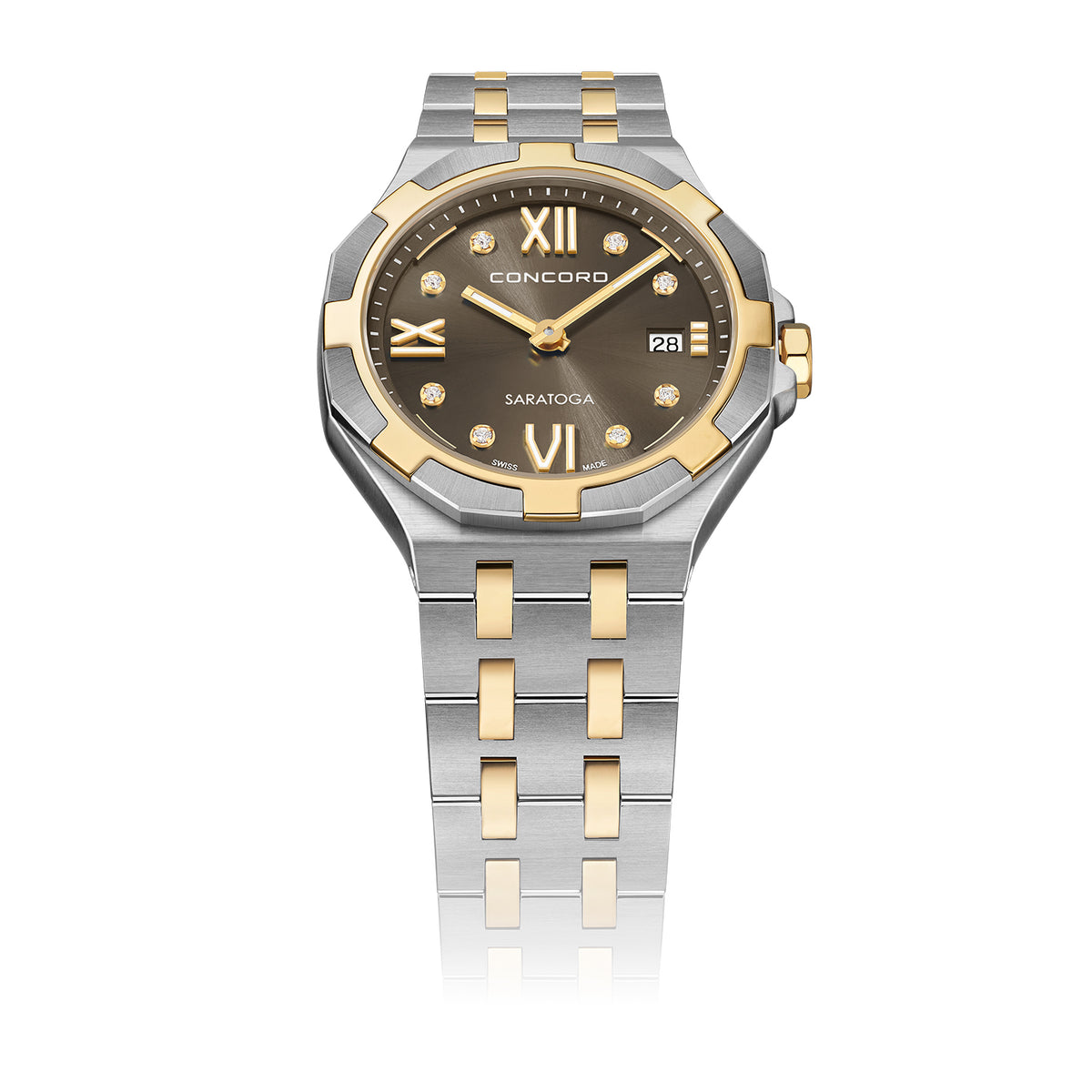 Concord Women's Silver & Gold Tone Case Brown Dial Quartz Watch