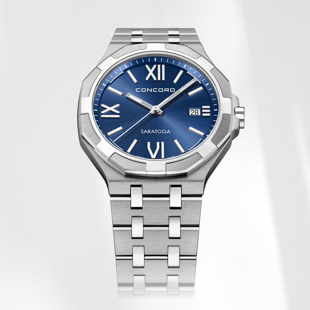 Concord Men's Silver Tone Case Blue Dial Quartz Watch