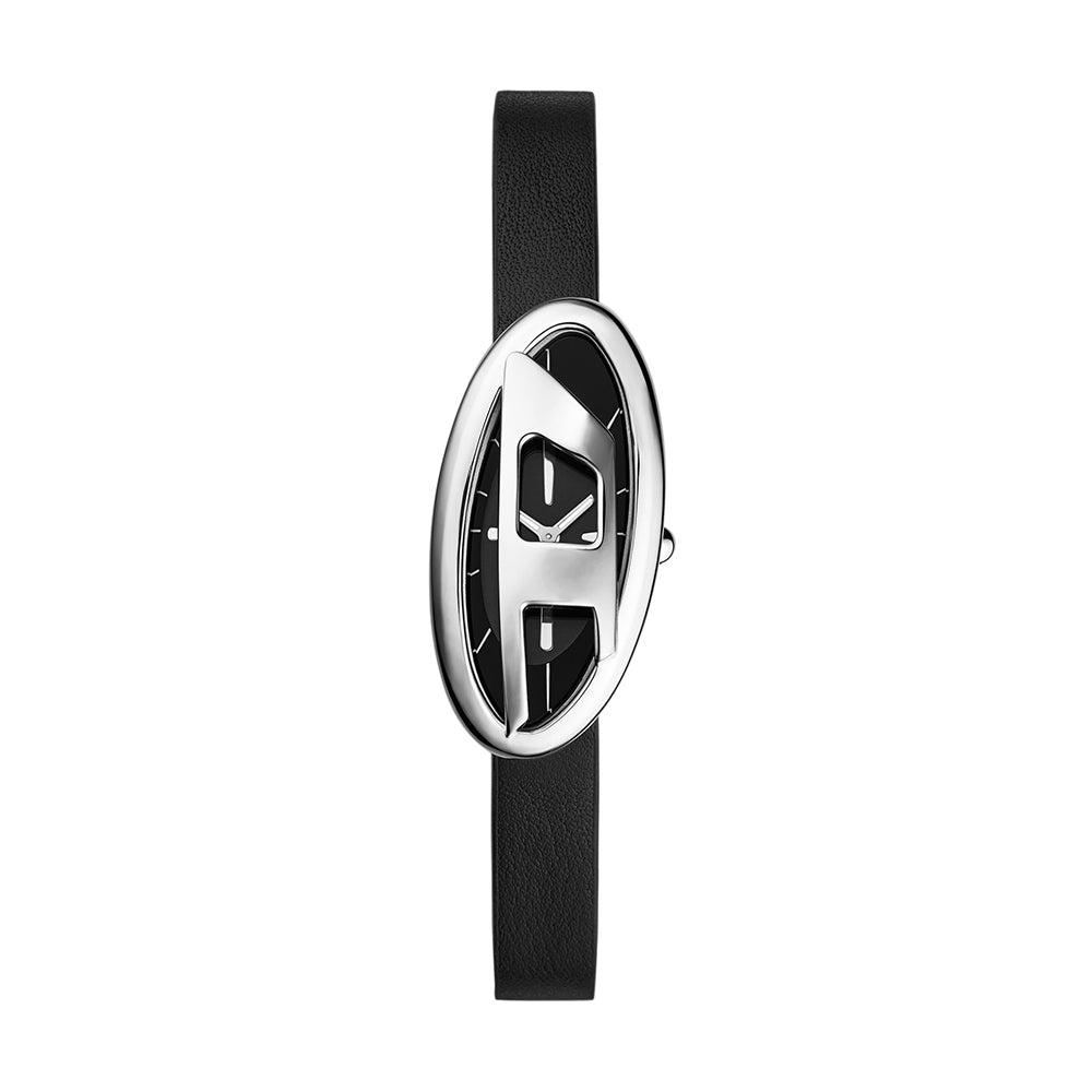 Diesel D-Era Two-Hand Black Leather Watch