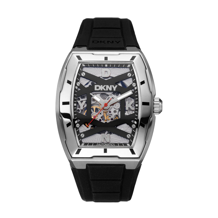 DKNY Automatic Active Men's Black Dial Silicone Strap Watch