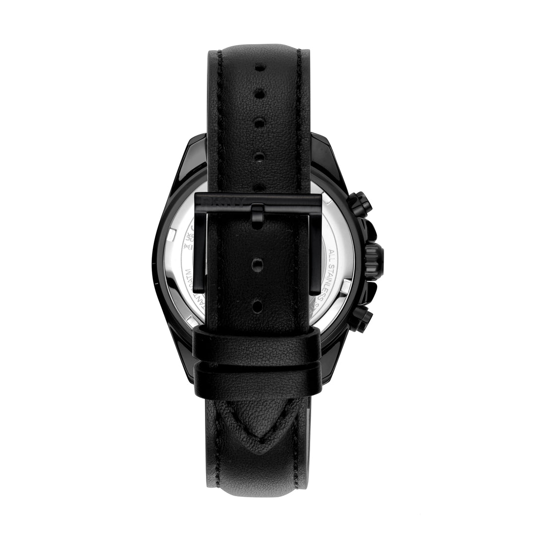 DKNY EVERYDAY Men's Black Dial Leather Strap Watch