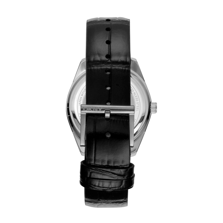 DKNY EVERYDAY Men's Black Dial Leather Strap Watch