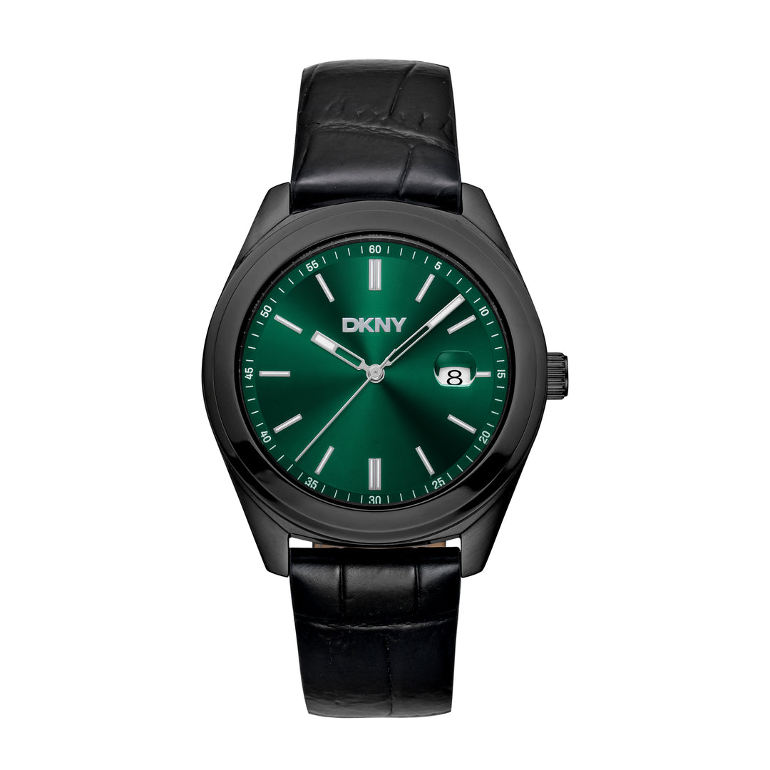 DKNY EVERYDAY Men's Dark Green Dial Leather Strap Watch