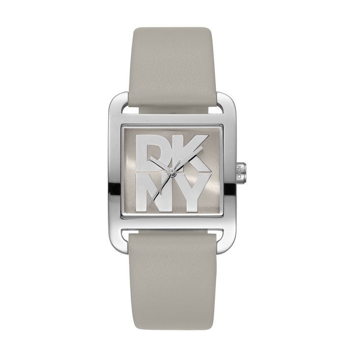 DKNY ICONIC Women's Grey Dial Leather Strap Watch