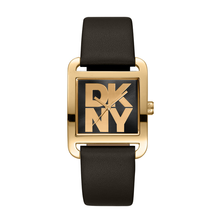 DKNY ICONIC Women's Black Dial Leather Strap Watch