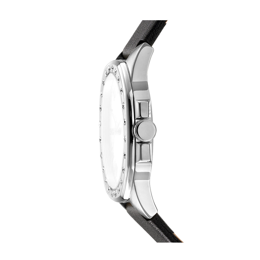 DKNY EVENING Women's Silver Dial Leather Strap Watch