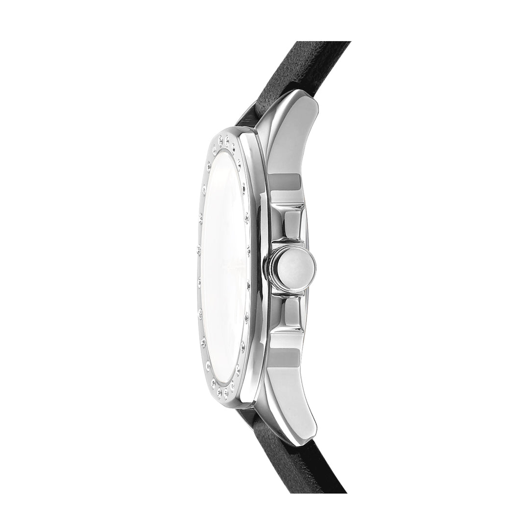 DKNY EVENING Women's Silver Dial Leather Strap Watch