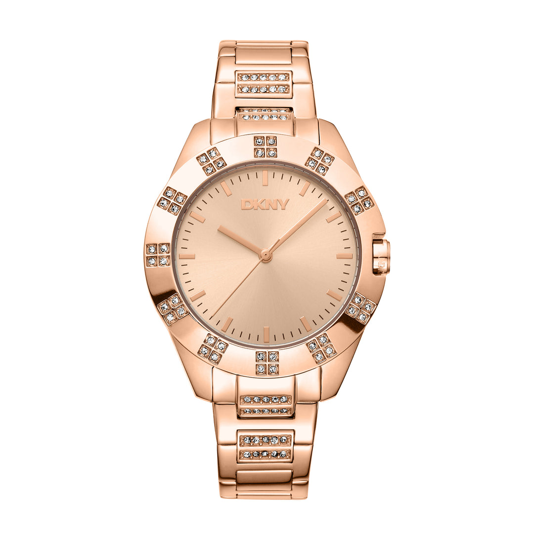 DKNY EVENING Women's Rose Gold Dial Stainless Steel Watch