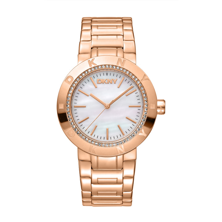 DKNY EVENING Women's White MOP Dial Stainless Steel Watch