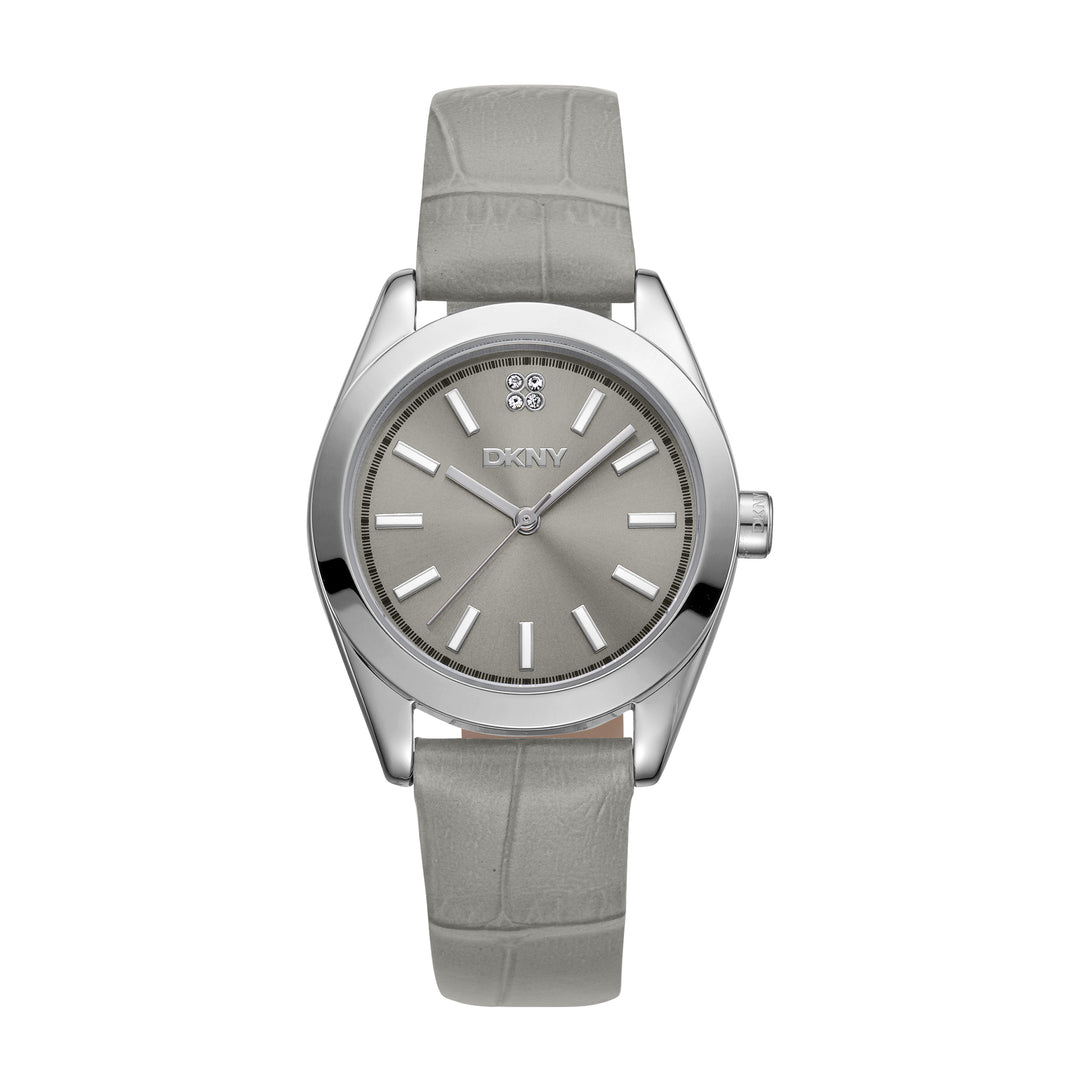 DKNY EVERYDAY Women's Light Grey Dial Leather Strap Watch