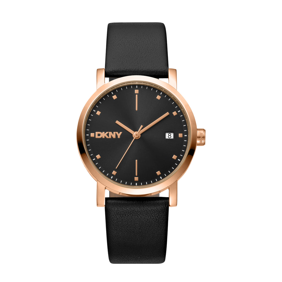 DKNY URBAN Women's Black Dial Leather Strap Watch