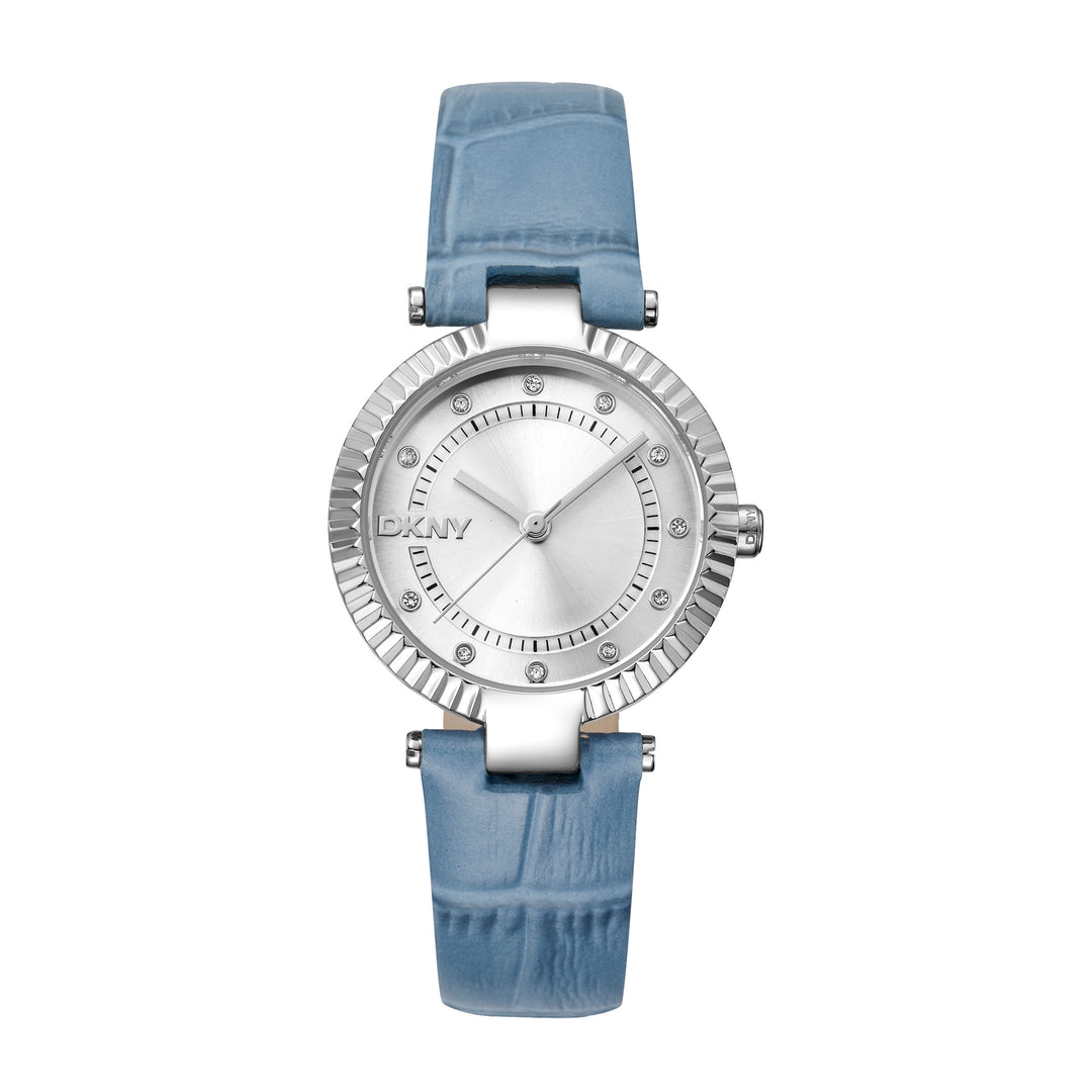 DKNY EVENING Women's Silver Dial Leather Strap Watch