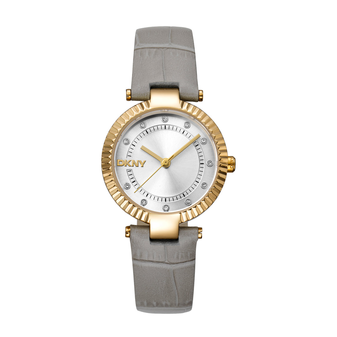 DKNY EVENING Women's Silver Dial Leather Strap Watch