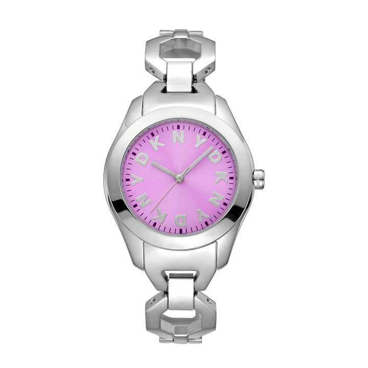 DKNY LOGO Women's Pink Dial Stainless Steel Watch