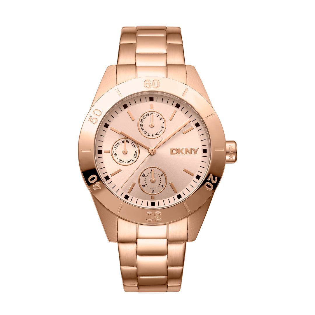 DKNY ACTIVE Women's Rose Gold Dial Stainless Steel Watch