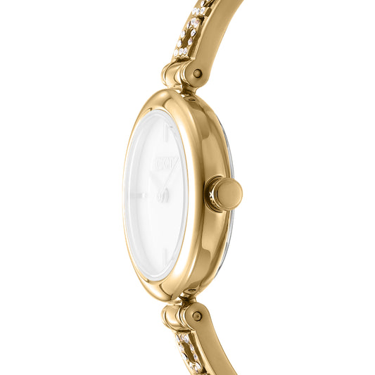 DKNY Logo Women's White MOP Dial Stainless Steel Watch