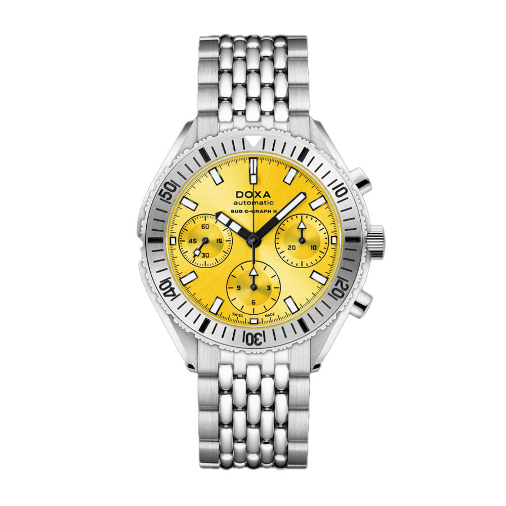 Doxa Men's Silver Tone Case Yellow Dial Automatic Watch