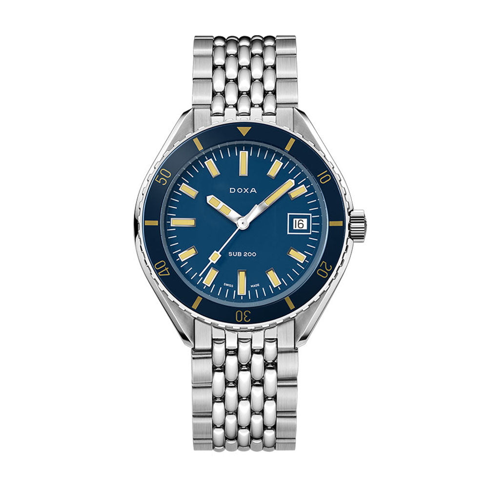 Doxa Men's Silver Tone Case Blue Dial Automatic Watch