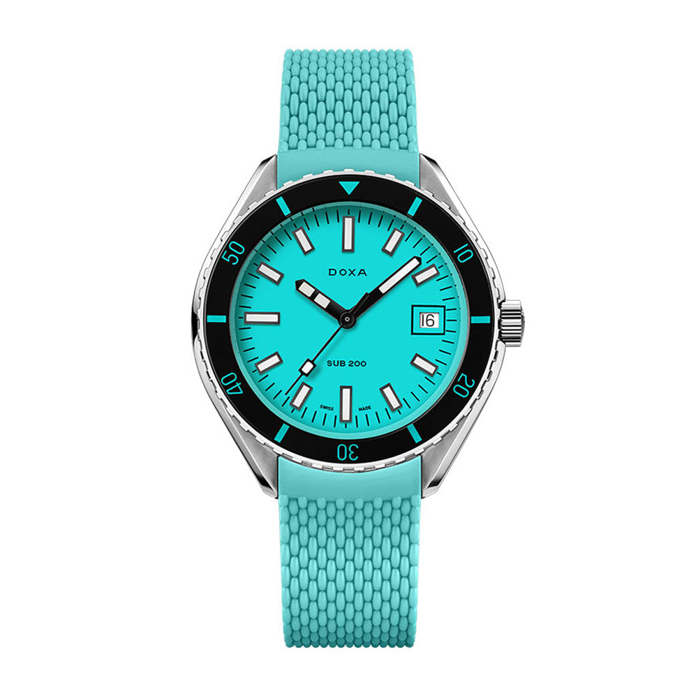 Doxa Men's Silver Tone Case Torquoise Dial Automatic Watch