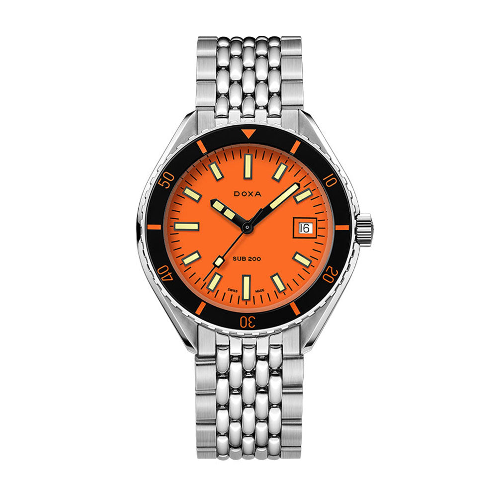 Doxa Men's Silver Tone Case Orange Dial Automatic Watch
