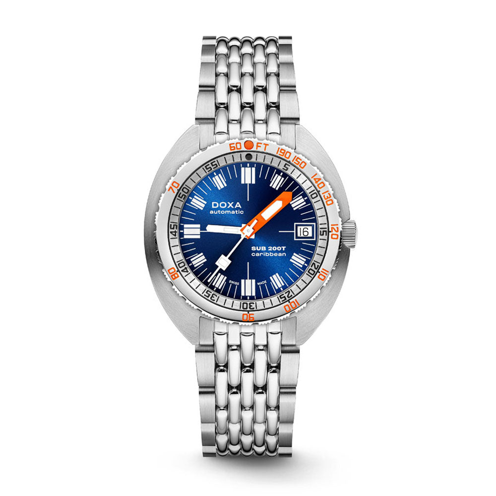 Doxa Men's Silver Tone Case Blue Dial Automatic Watch