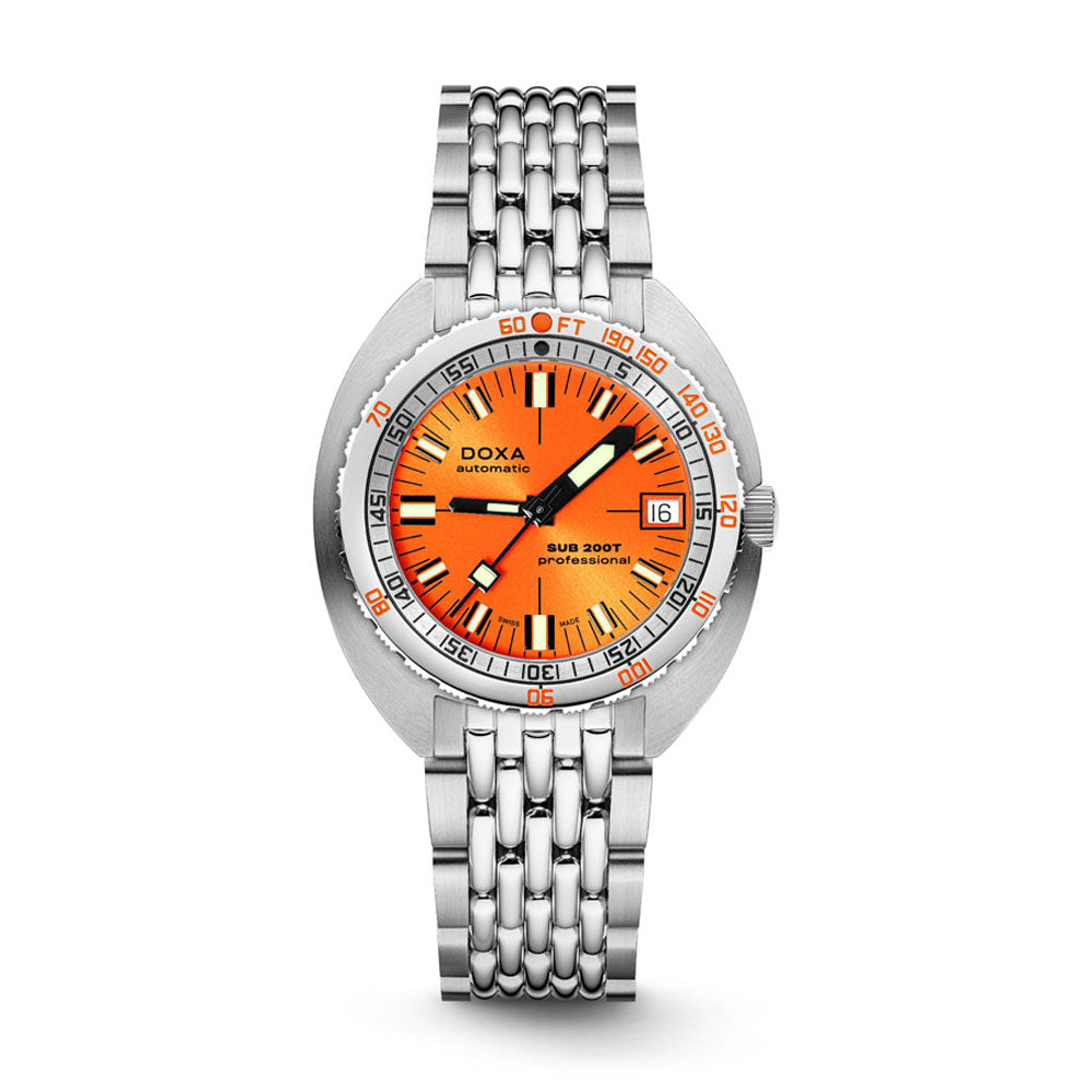Doxa Men's Silver Tone Case Orange Dial Automatic Watch