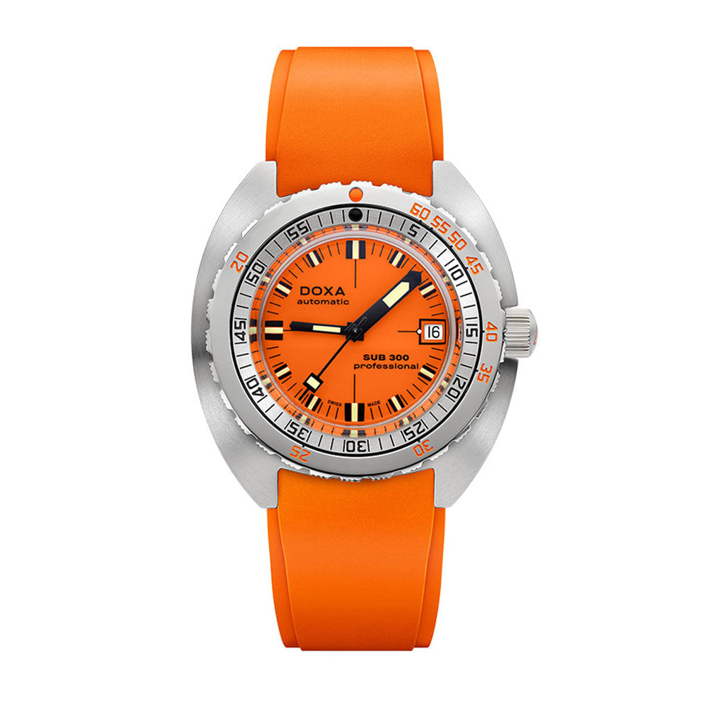 Doxa Men's Silver Tone Case Orange Dial Automatic Watch