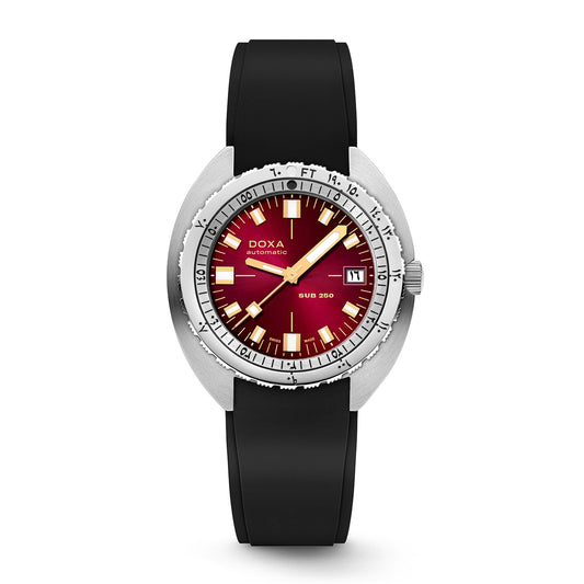 Doxa Men's Silver Tone Case Red Dial Automatic Watch